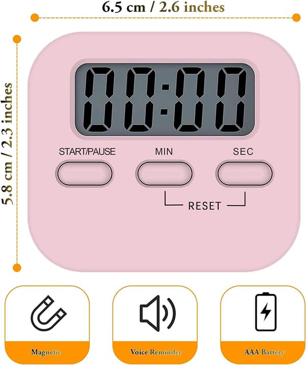 Køkkentimer med stort LCD-display, digital køkkentimer med høj alarm