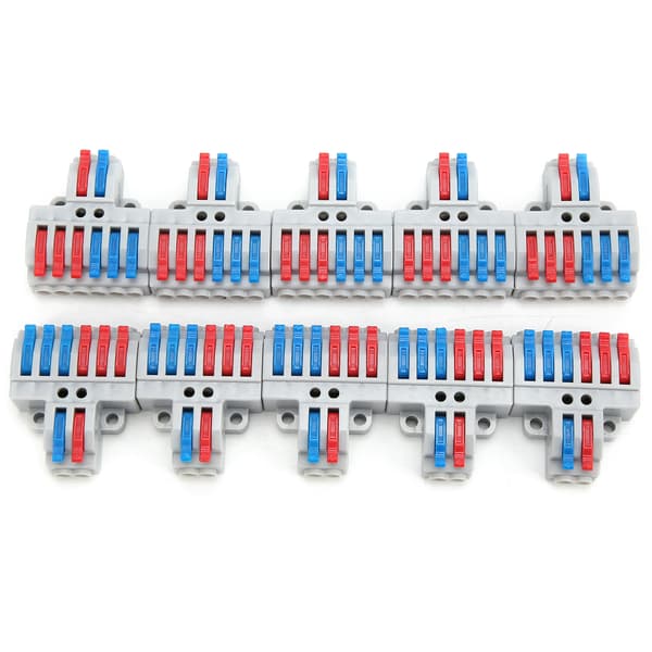10 pcs wire conductor connector 2in6out with fixed hole 4mm splitter quick connect terminal block 600V