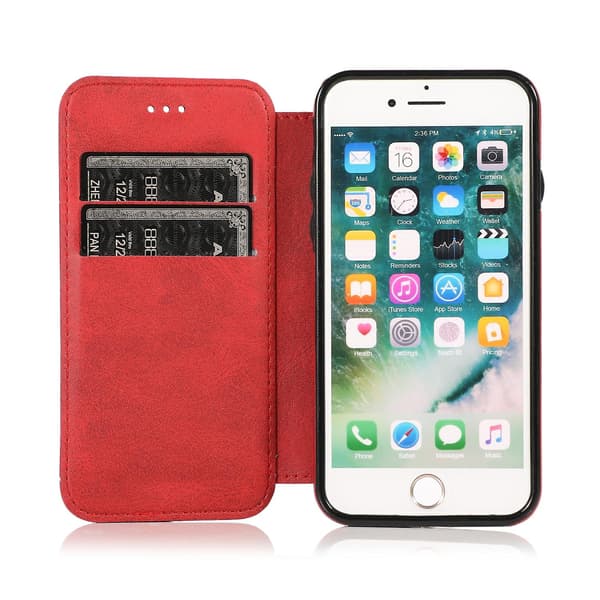 Knight Lærveske for iPhone SE 2022 / SE 2020 / 7 / 8 [DB] Rød Red