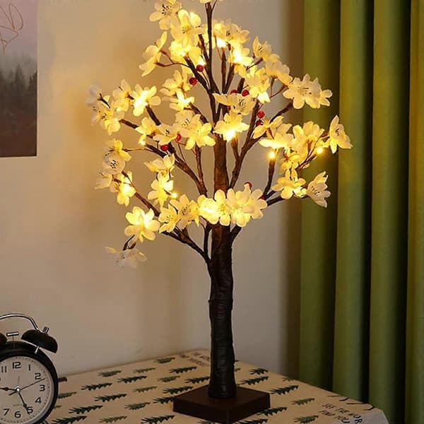 24 LED Bordlampe Mini Kunstig Tre med Lys