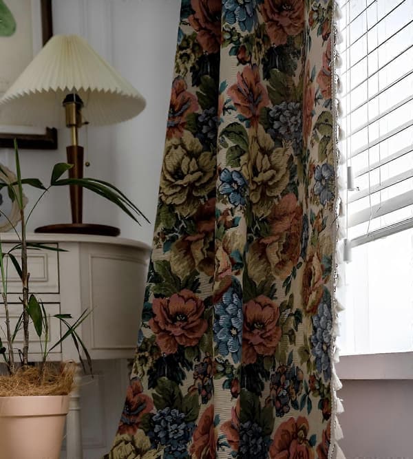 Curtains Jacquard Tassel Kitchen Curtains Country Bay Window Rose Half Blackout Hydrangea 150*200 Hydrangea 150*200