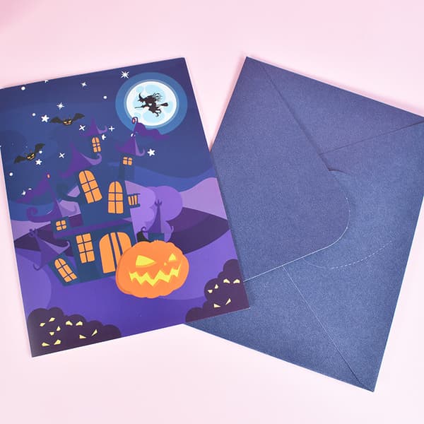 3D-kort for Halloween, Pop-up Halloween-kort, Brettbart kort med konvolutt