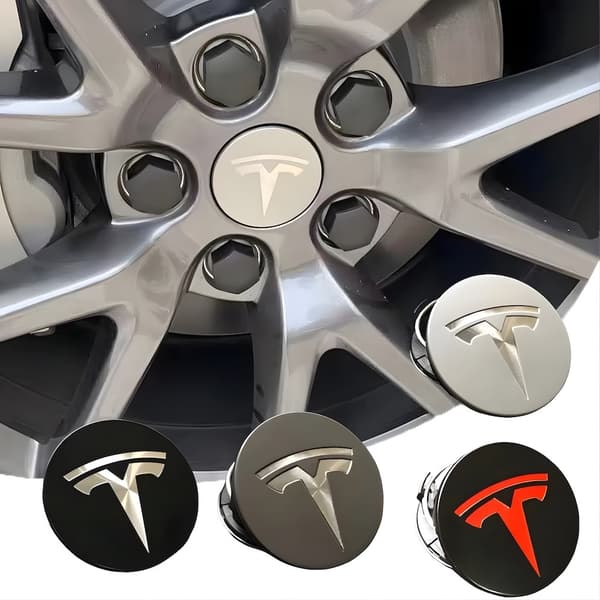 4-pak Tesla centerkapsler - hjulnavsemblem 56 mm sølv sølv sølv silver