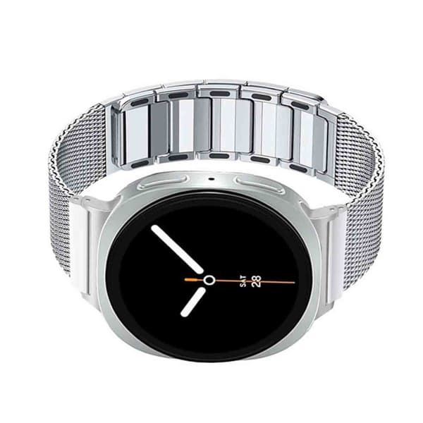 Magnetisk urrem i rustfrit stål kompatibel med Samsung Watch8/8 Classic - Flere farver Sølv Sølv Silver