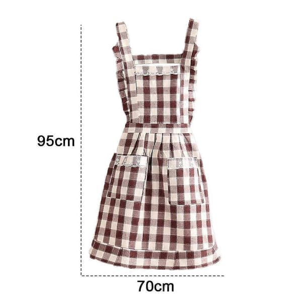 Women's Apron with Pockets, Layered Bib Apron for Cooking, Baking, Grilling, and Gardening (Coffee)