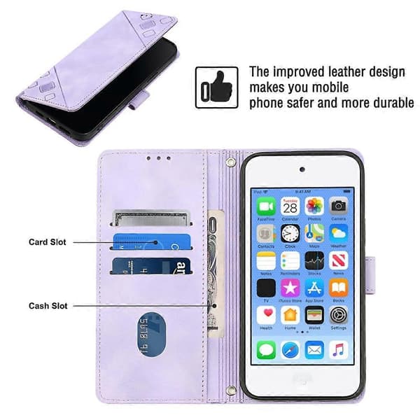 For iPod Touch 7 / Touch 6 Skin-feel preget skinnveske