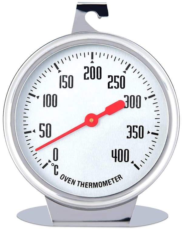 Oven Thermometer 0-400°C Stainless Steel Dial With Hook And Stand For Baking Roasting Grilling Kitchen Use Silver