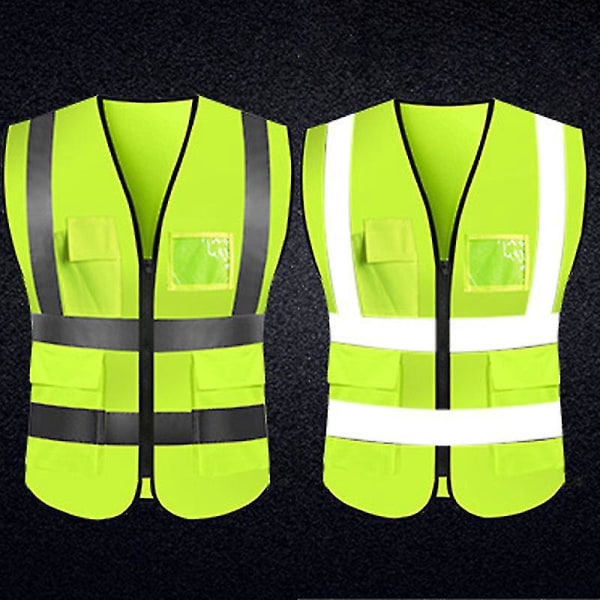 Mænd Lynlås Reflekterende Hi Viz Vis Vest Høj Synlighed Vest Sikkerhed Arbejdsjakke Frakke Arbejdstøj