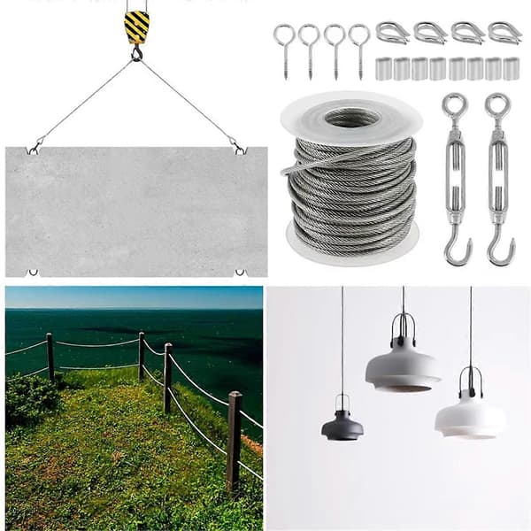 15 m rustfrit stålwire kit kraftig havewire