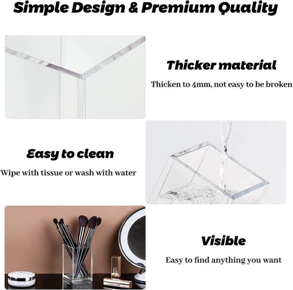 Transparent Makeup Brush Holders - 2-pack, Acrylic Cosmetic Brush Eyeliner Crday Gift