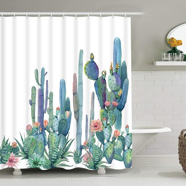 Bathroom Shower Curtain Tropical Cactus Shower Curtains 70 × 69 in