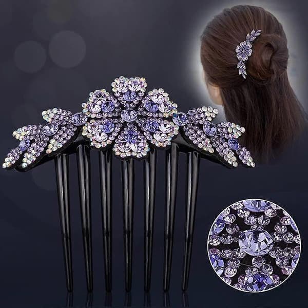2 stk. Blomst Rhinestone Hårkammer for Kvinner Hårspenne Sidekam Hodeplagg Bryllup Bryllupshår Tilbehør (A)