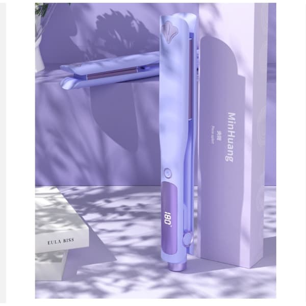 Mini Hair Straightener and Curler 2 in 1, Fast Heating with Adjustable Temperature