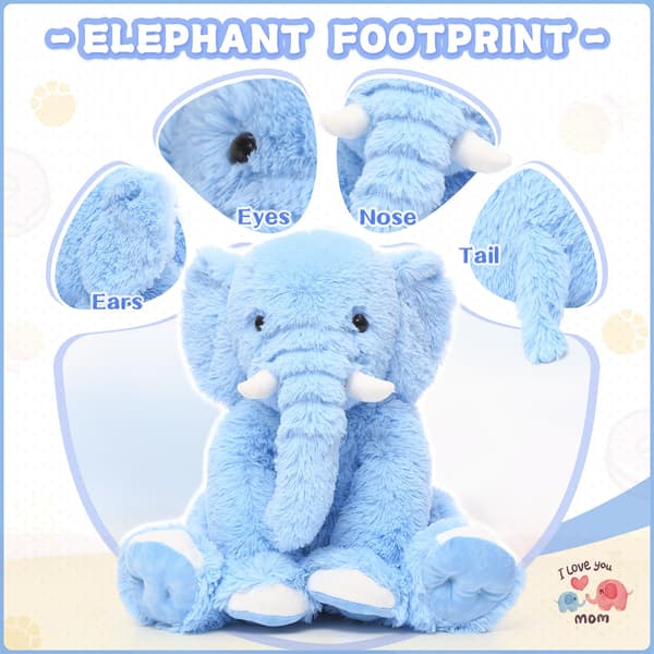 Blå Elefant Bamse til Piger, Kawaii Nuttede Elefant Plysdyr Blødt Legetøj, Sød (45cm)