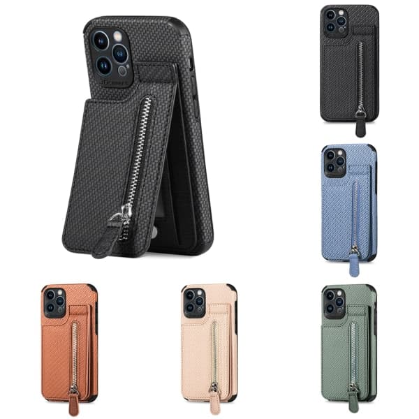 Læderkortetui Magnetisk Pung Etui iPhone 14 /14 Pro/14 Pro Max, iPhone 13 /13 Pro/13 Pro Max, iPhone, 12 /12 Pro/12Pro Max Sort