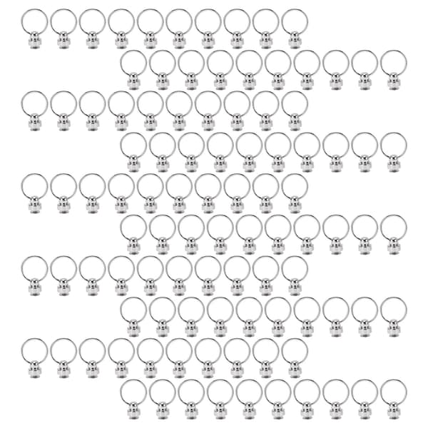 100 set runda nitar silver dubbla cirkeldragringar koppar DIY gradfri skruvspik för telefonfodral 9mm