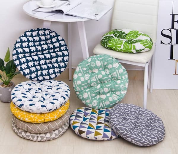 2x Rund Siddehynde med Polstring, Stolhynder til Indendørs Udendørs Have Terrasse Køkken & Kontorstole