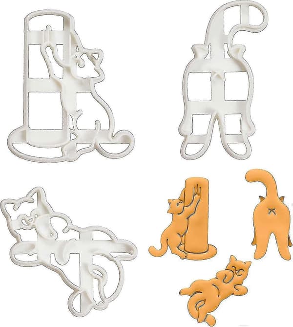3 stk. Kitty Butt Kakeformer, Katte Rumpe Kakeform, 3d Kitty Butt Kakeformer Katte Kakeform Kitty Kakeformer A A