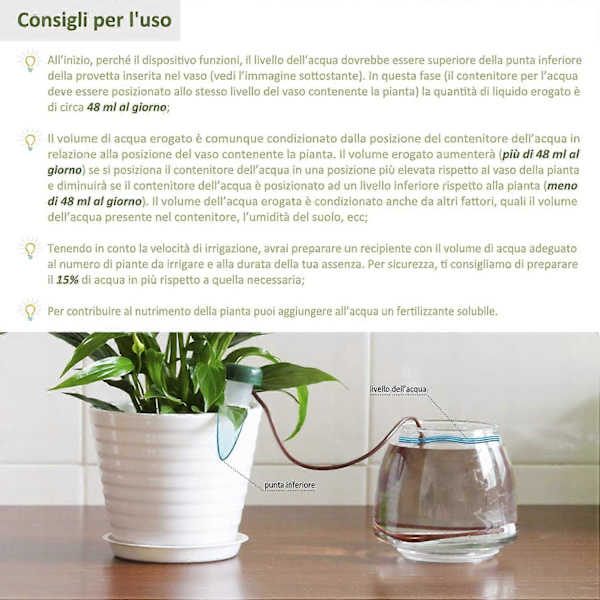 Drypvandingssæt (10 stk) - Sonde til selvvandende stueplanter, blomster og bonsai - Værktøj til automatisk og videnskabelig hjemmevanding