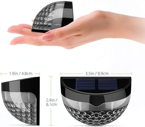 Solar Powered Fence Lights | Cordless, Waterproof, Perfect for Deck, Stairs, Patio, Walkway, Steps (8-Pack)