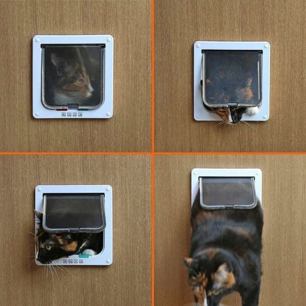 Kattelåge Magnetisk 4-vejs roterbar kattelåge (M: 18 x 19 x 5,5 cm, hvid)