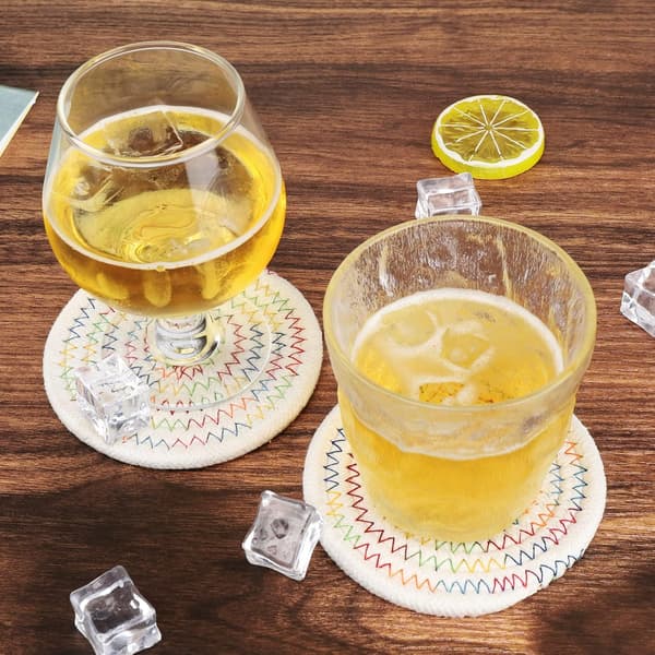 6 Pcs Drink Coasters, Stylish Handmade Braided Woven Drink Coasters