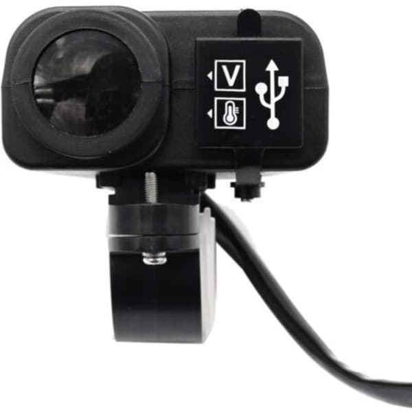 Motorcykel USB-oplader 12V 5V til 2.1A 12V Motorcykeloplader med LED-display Voltmeter Termometer