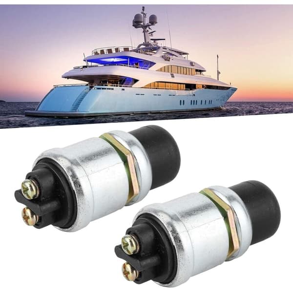2 stk. Trykknappbryter Horn Motorstartbryter SPST Trykknappstart Vanntett Trykknappstartbryter 50A 12V for Bil Båt