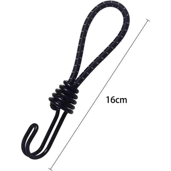 Gummistropper, elastisk snor, kraftig gummistrop med krog, stødsikker metalkrog, elastisk snor til camping, telt, bagage 12 stk.