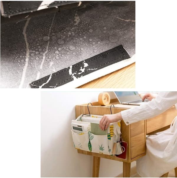 1 pc Bedside Hanging Storage Basket, Bed Organizer Hanging Storage Bag with 3 Pockets for Bunk Beds, Dorms, Bed Rails and Chair
