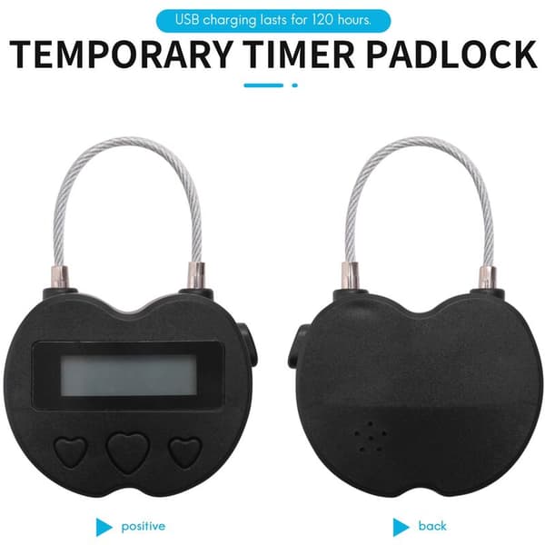 Smart tidslås LCD-display Tidslås Midlertidig timer USB genopladelig elektronisk rejseboks sort