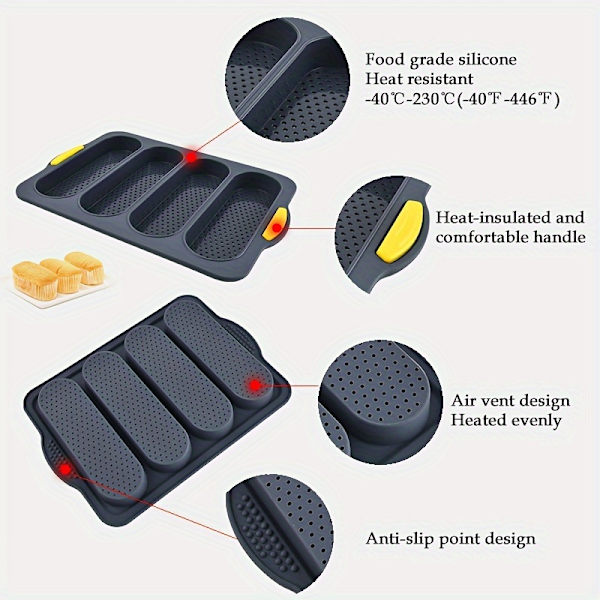 Lang Brødpinde Bageform & Plade, Non-Stick Silikone til Hjemmebagte Toastkager Brød, Kompatibel til Julebagning