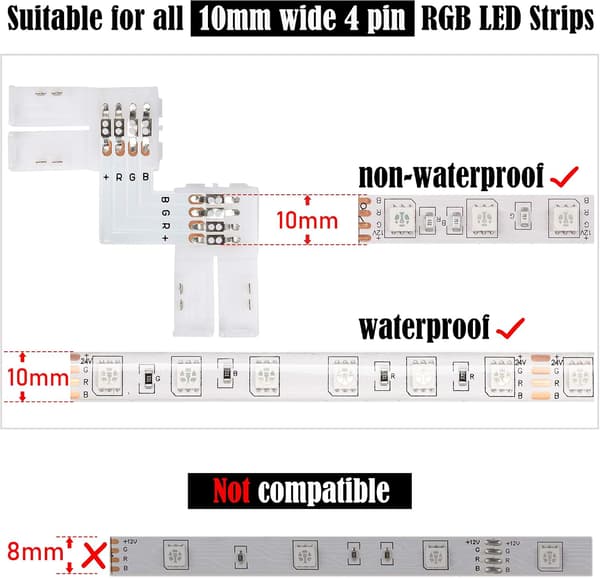4-polet 10mm RGB Farverig LED Lysstrimmel PCB Adapterkort Loddefri