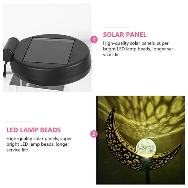 Solar Garden Path Light - Moon with Cracked Glass Globe