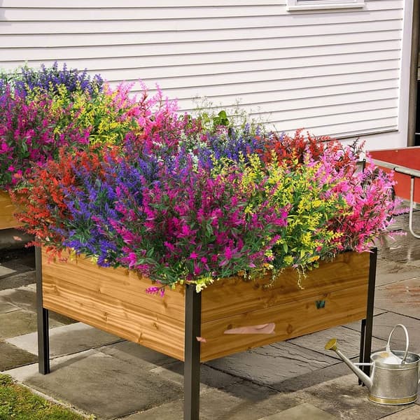 8 buketter kunstige lavendelblomster til udendørs brug, UV-bestandige