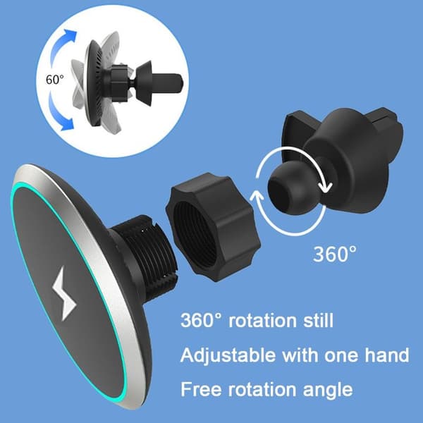 Kompatibel 15W oplader bilholder, trådløs magnetbil