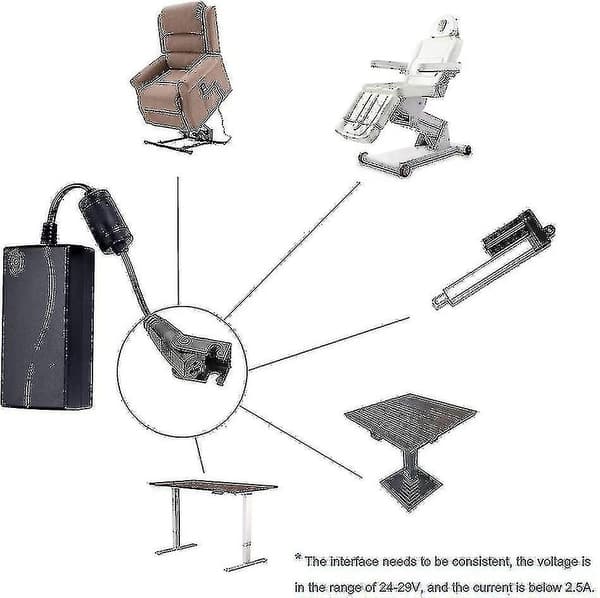 Elektrisk Recliner Transformator Adapter - AC/DC 29v/24v for Sofa og Stol