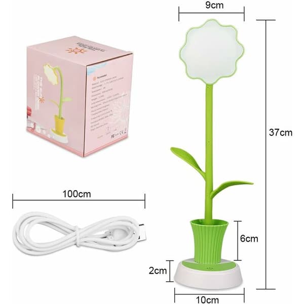 Children's Desk Lamp, USB Rechargeable Table Lamp, Bedside Lamp for Bedroom Office (Green)