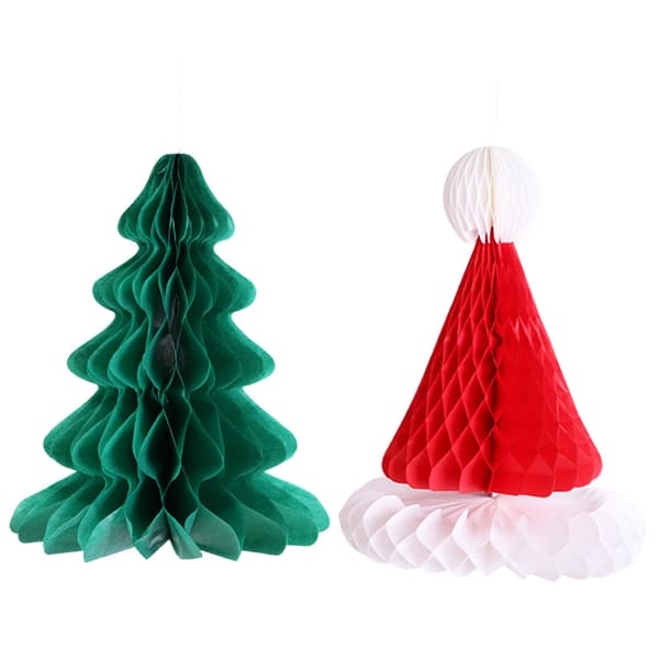 4 Christmas Decorations Honeycomb Christmas Hat Christmas Tree