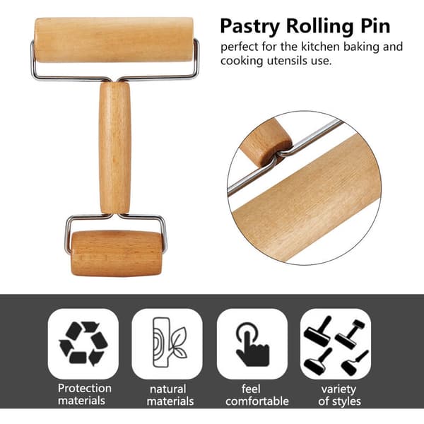 Rolling Pin, Pastry and Pizza Making Rolls, Wooden Baking and Kitchen Utensils
