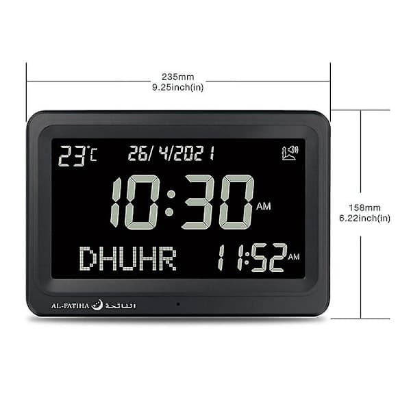 JKW Azan Clock Automatic Worldwide Digital 8 Azan Prayer Sounds Islamic Wall and Desk Clock A