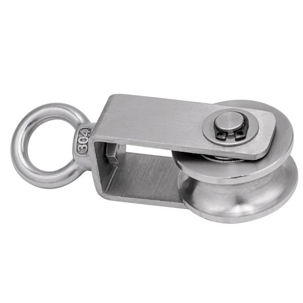 Remskive med 2 lagre, kabelremskive, 34mm 304 rustfrit stål Pu