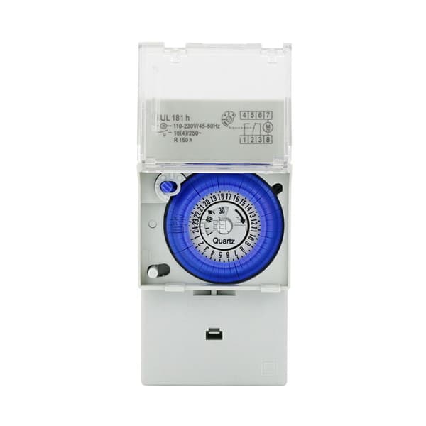 Mechanical Timer SUL181H, 220V, 16A, Quartz Motor Drive, DIN Rail Mounting, 24 Hours, 8 Settings