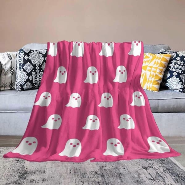 2025 Halloween Ghost Blanket Flannel Double-Sided Blanket Kawaii Plush Throw