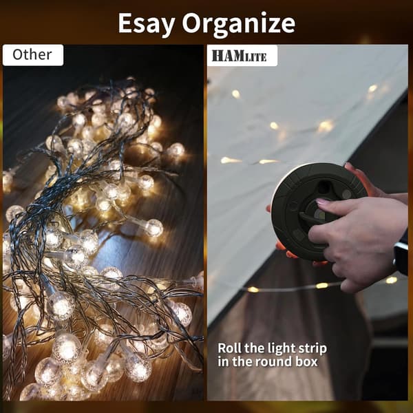 Camping String Lights, 3 in 1 Rechargeable Camping Lantern (9m), RGB Portable Outdoor String Lights, Durable Tent String Lights, Multi-Modes