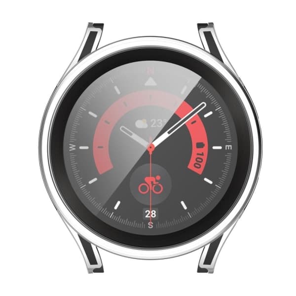 Galaxy Watch 4/5 40mm etui med hærdet glas sort/sølv