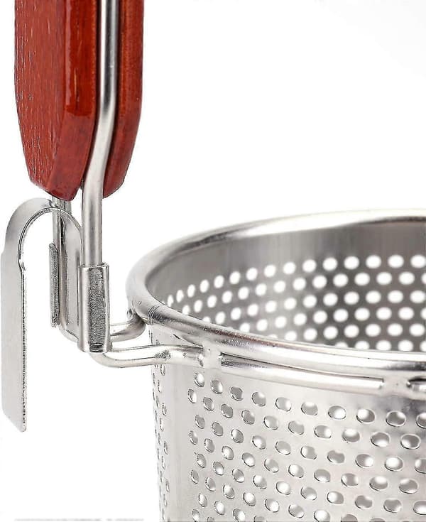 3-pakning nettingpastakurv med trehåndtak - sil i rustfritt stål for pasta