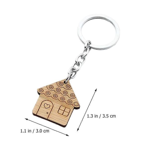 5 Pcs Exquisite Wooden Keychains Wood Keychain Key Ring Hanging Pendant