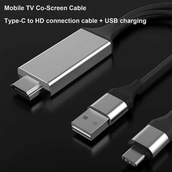 Type-c til -kompatibel adapterkabel 4k 30hz højopløsningskabel samme skærmkabel USB-opladning ca.