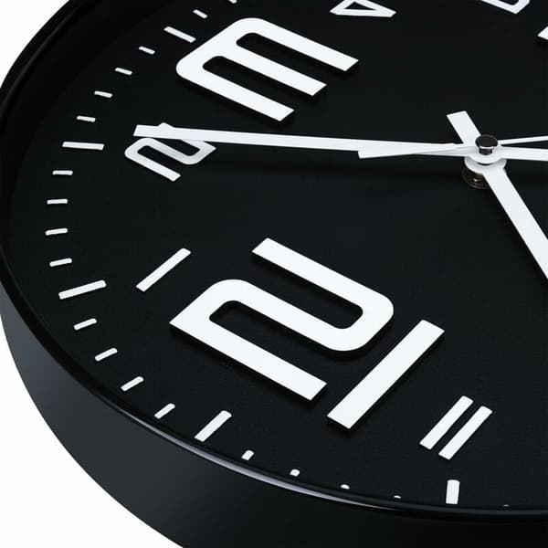 Silent Clock 30cm Modern Style for Home, Office, School Black Battery Operated